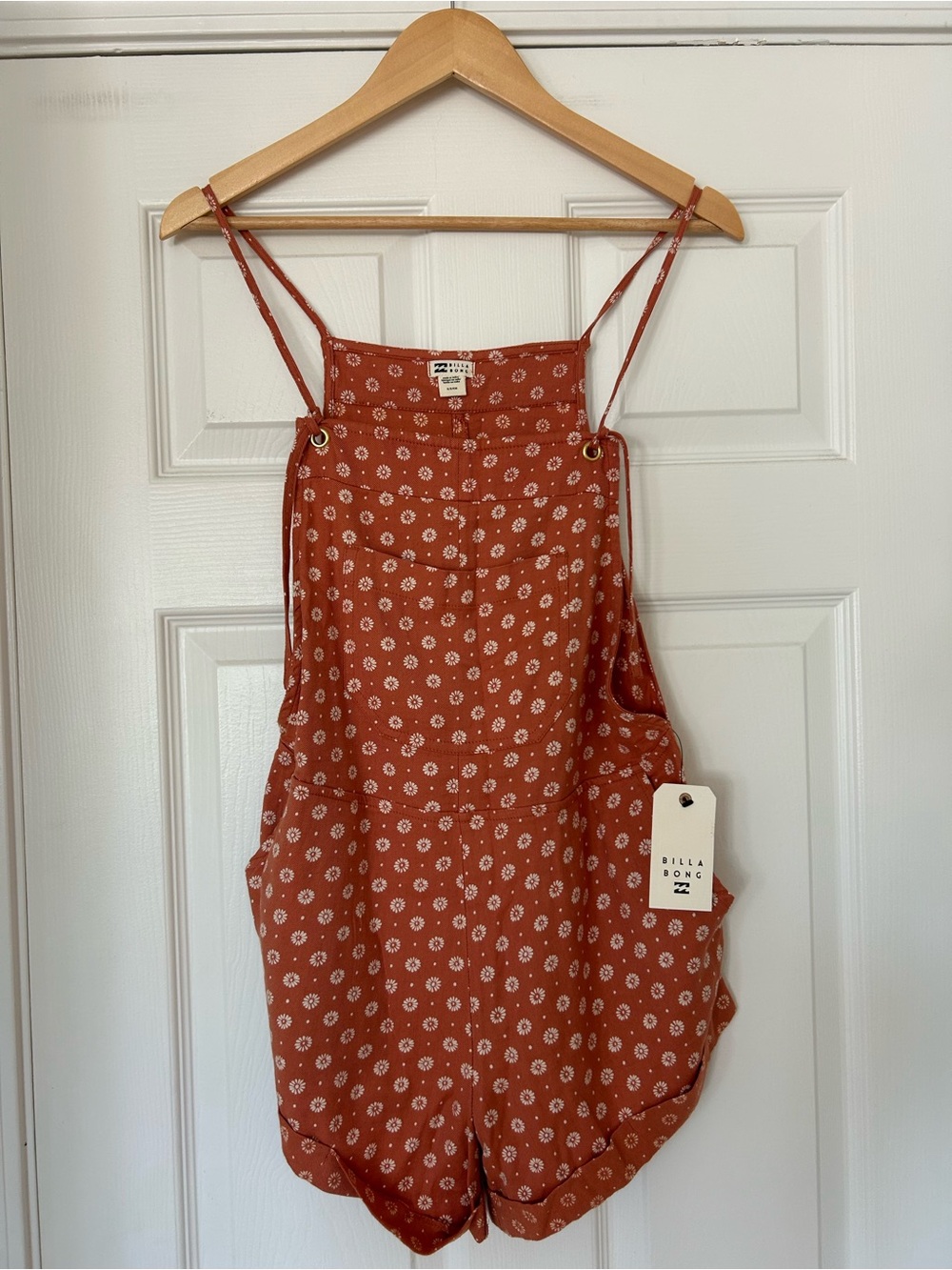 Billabong Rust Orange Floral Print Camisole Romper
